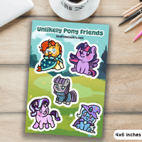 Unlikely Pony Friends Matte Vinyl Sticker Sheet | 4x6