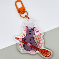 Image 3 of Ratatouie Inspired Epoxy Charm 2.5" Glitter Keychain