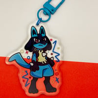 Image 3 of Lucario Pokemon Inspired Epoxy Charm 2.75" Keychain