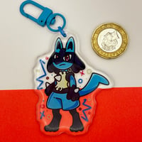 Image 4 of Lucario Pokemon Inspired Epoxy Charm 2.75" Keychain