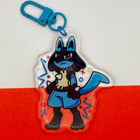 Image 2 of Lucario Pokemon Inspired Epoxy Charm 2.75" Keychain