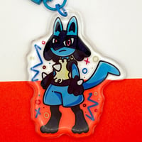 Image 1 of Lucario Pokemon Inspired Epoxy Charm 2.75" Keychain