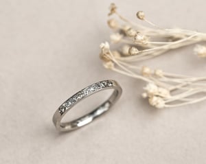 Image of 18ct White gold, ‘Salt & Pepper’ Diamond Semi Eternity ring