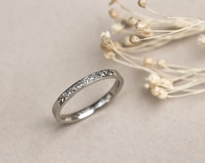 Image of 18ct White gold, ‘Salt & Pepper’ Diamond Semi Eternity ring