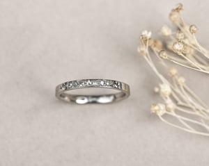 Image of 18ct White gold, ‘Salt & Pepper’ Diamond Semi Eternity ring