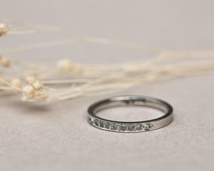 Image of 18ct White gold, ‘Salt & Pepper’ Diamond Semi Eternity ring