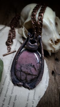 Image 1 of Cat Bone and Rhodonite Amulet