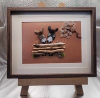 Image 1 of DONKEYS PEEPING OVER A FENCE IN WOODLAND SCENE ***FREE UK POSTAGE***