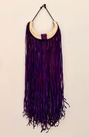 Image 1 of Violet Leather Necklace w/ Bush Pig Tusk