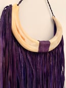 Image 3 of Violet Leather Necklace w/ Bush Pig Tusk