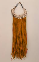 Image 1 of Mustard Leather & Cowrie Necklace