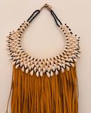 Image 2 of Mustard Leather & Cowrie Necklace