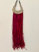 Image 1 of Fuchsia Leather & Cowrie Necklace