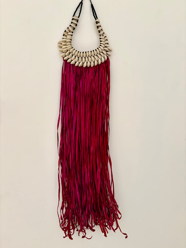 Image of Fuchsia Leather & Cowrie Necklace