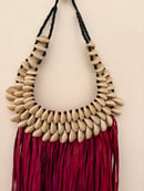 Image 2 of Fuchsia Leather & Cowrie Necklace