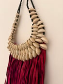 Image 3 of Fuchsia Leather & Cowrie Necklace