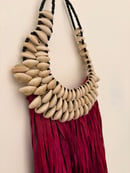 Image 4 of Fuchsia Leather & Cowrie Necklace