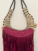 Image 5 of Fuchsia Leather & Cowrie Necklace