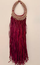 Image 1 of Fuchsia Leather & Cowrie all-around Necklace