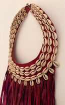 Image 3 of Fuchsia Leather & Cowrie all-around Necklace