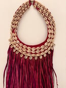 Image 2 of Fuchsia Leather & Cowrie all-around Necklace