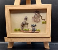 PEBBLE PERSON WALKING DOG IN COUNTRY SCENE ***FREE UK POSTAGE***