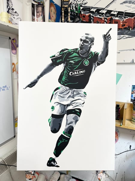 Image of HENRIK LARSSON FINAL GAME FOR CELTIC PAINTING