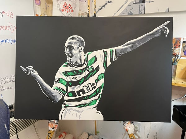 Image of HENRIK LARSSON CELTIC FC ORIGINAL PAINTING