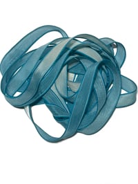 Image 2 of 1PC. OMBRE TEAL  42" Hand Dyed Finished Edge Silk Wrist Wrap Bracelet/Jewelry/Craft Ribbons