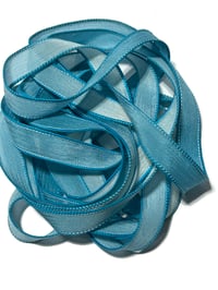 Image 3 of 1PC. OMBRE TEAL  42" Hand Dyed Finished Edge Silk Wrist Wrap Bracelet/Jewelry/Craft Ribbons