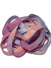 Image 1 of 1PC. FRUIT SMOOTHIE 42" Hand Dyed Finished Edge Silk Wrist Wrap Bracelet/Jewelry/Craft Ribbons