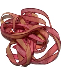Image 2 of 1PC. FLAMINGO  42" Hand Dyed Finished Edge Silk Wrist Wrap Bracelet/Jewelry/Craft Ribbons