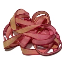 Image 4 of 1PC. FLAMINGO  42" Hand Dyed Finished Edge Silk Wrist Wrap Bracelet/Jewelry/Craft Ribbons