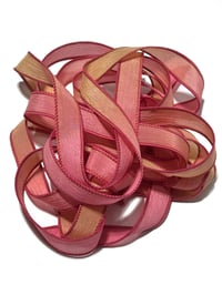 Image 5 of 1PC. FLAMINGO  42" Hand Dyed Finished Edge Silk Wrist Wrap Bracelet/Jewelry/Craft Ribbons