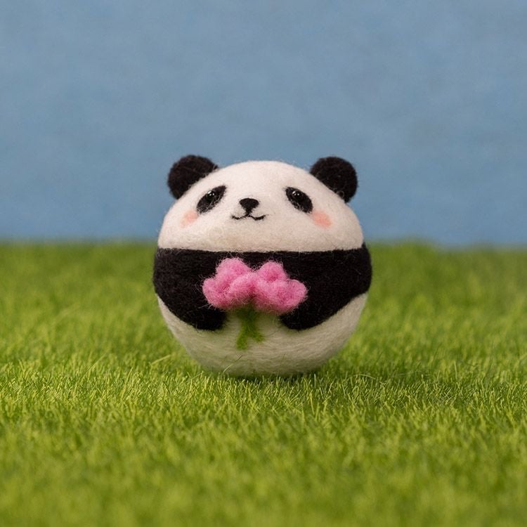 Image of Popo the Panda, DIY Needle Felting Kit