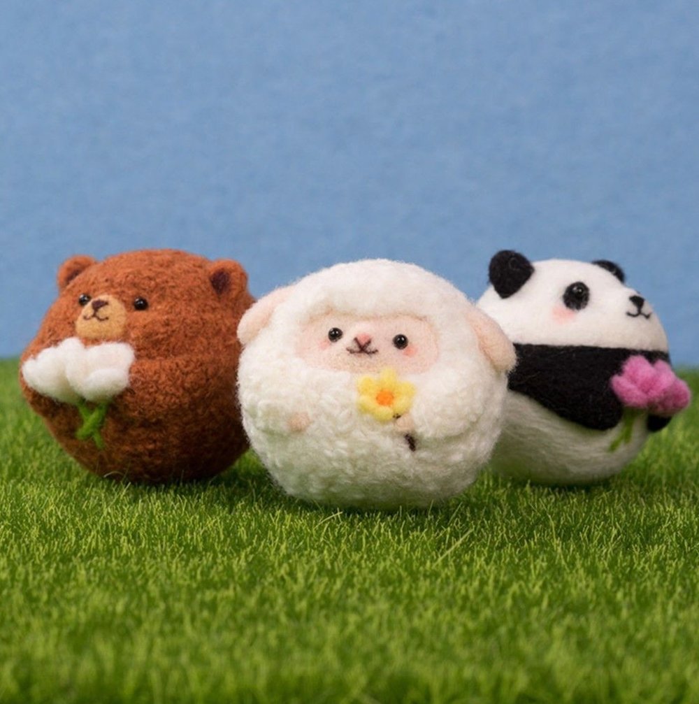Image of Popo the Panda, DIY Needle Felting Kit