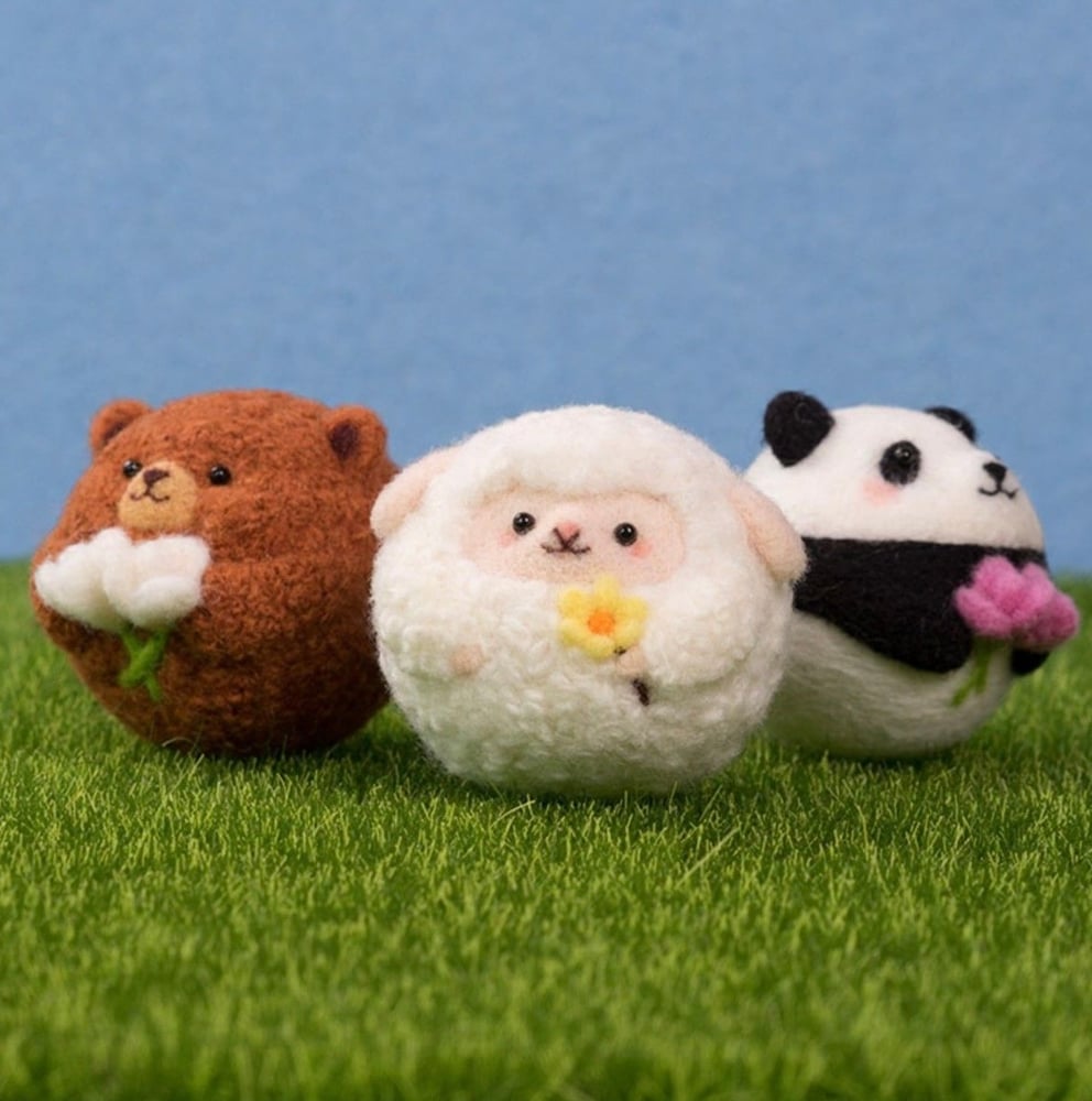 Image of 3 DIY Needle Felting Kit Sets