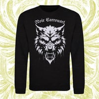 "LYCAN" Noir Carrousel - White on black smoke sweat shirt crewneck