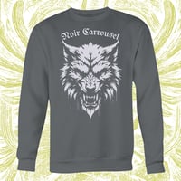 "LYCAN" Noir Carrousel - White on grey sweat shirt crewneck