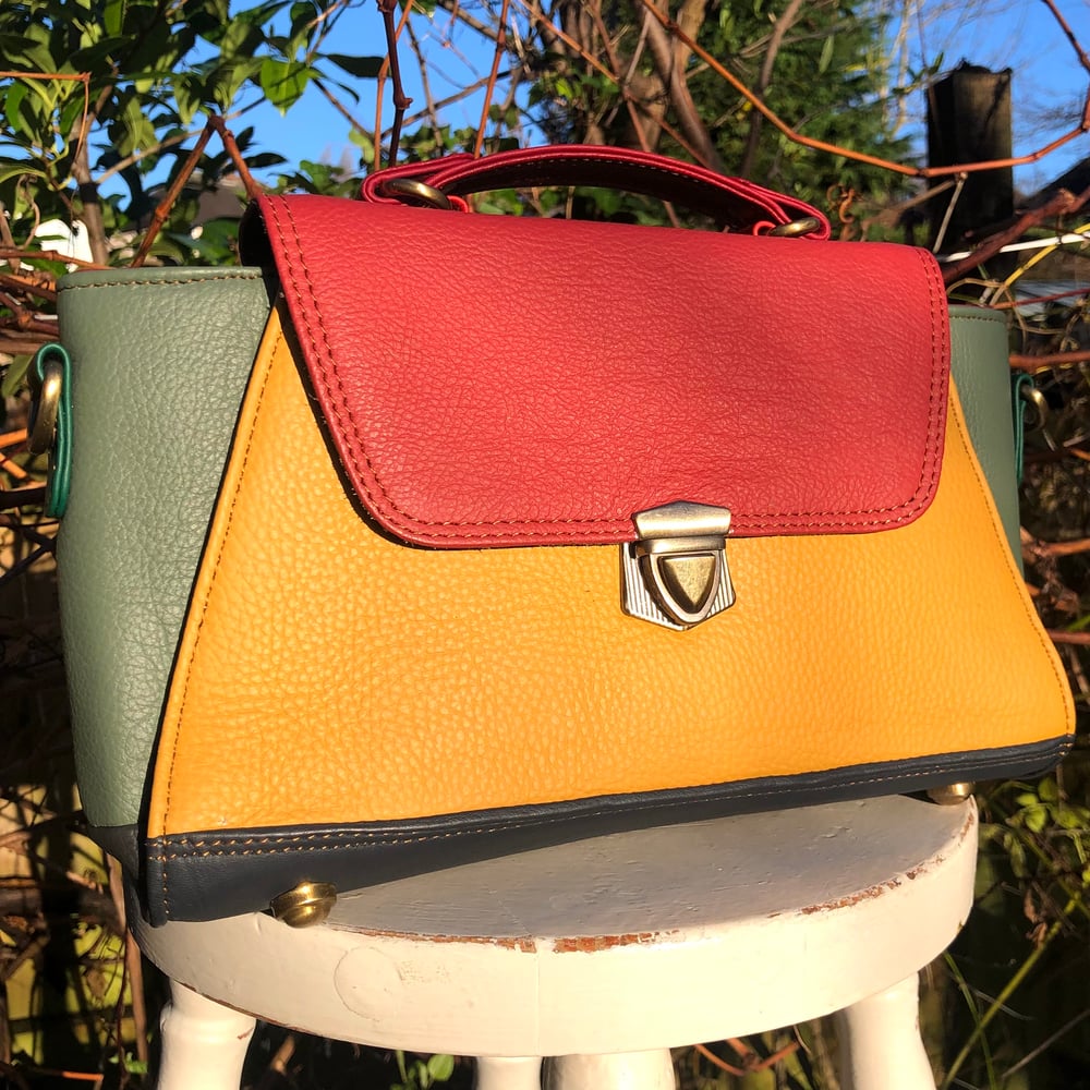 Image of Harlequin Collection Multicoloured Recycled Leather Handbag #22D