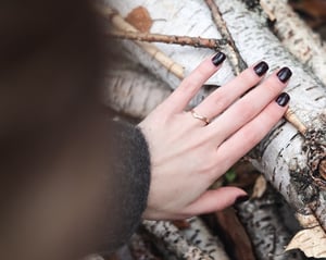 Image of 18ct Rose Gold 2mm Pressed flower wishbone ring