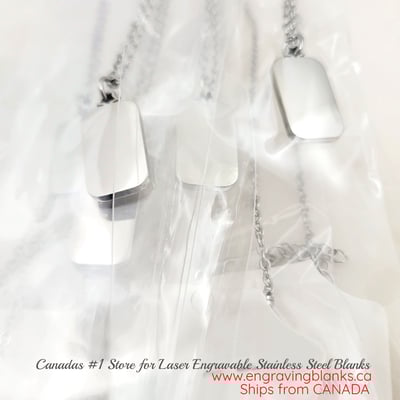 Image of Rectangular Star Hole thick Laser Engravable blank pendant necklace - Steel Silver Tone