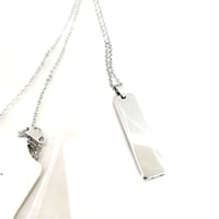 Image 2 of Rectangular thick Laser Engravable blank pendant necklace - Steel Silver Tone