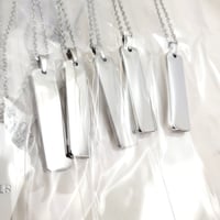 Image 1 of Rectangular thick Laser Engravable blank pendant necklace - Steel Silver Tone