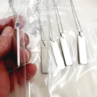 Image 4 of Rectangular thick Laser Engravable blank pendant necklace - Steel Silver Tone