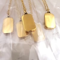 Image 2 of Laser Engravable Premium Star Hole Rectangle Pendant Blanks - Gold Color. 