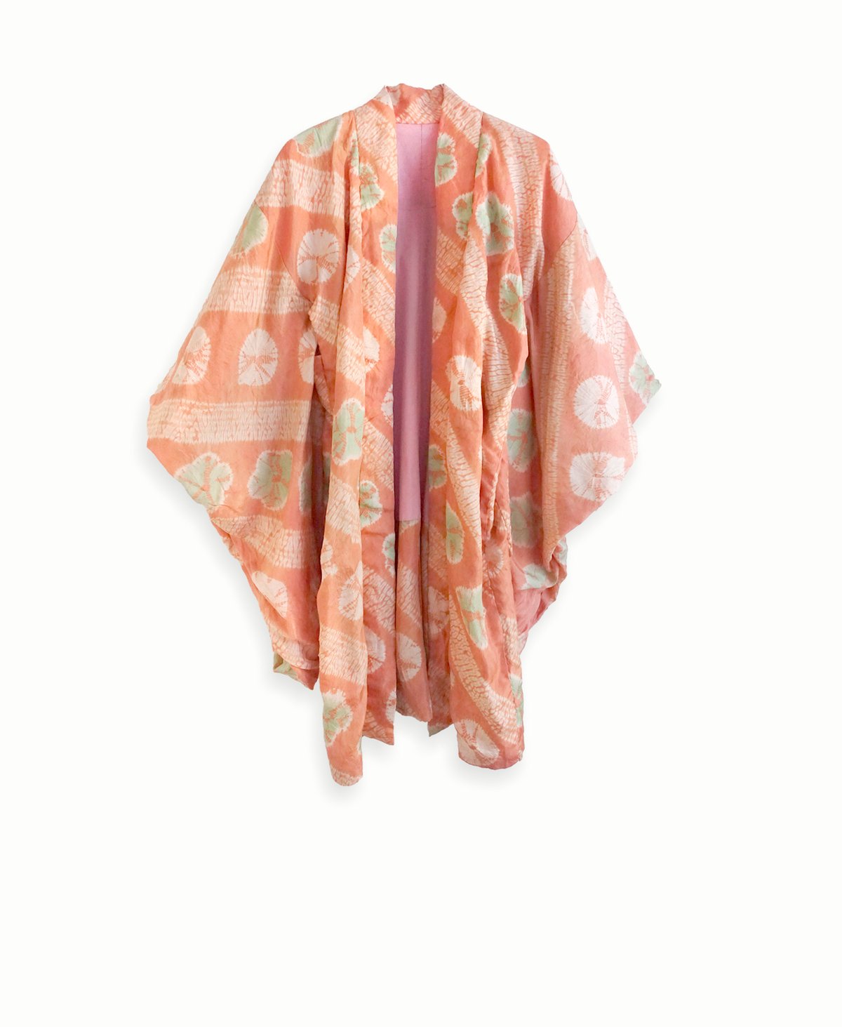 Image of Kort silke kimono dame med shibori prikmønster 'Too Fairy..'