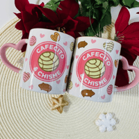 Image 1 of Cafecito and Chisme Pink Heart Mug