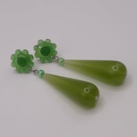 Image 3 of Green Daisy Earrings 