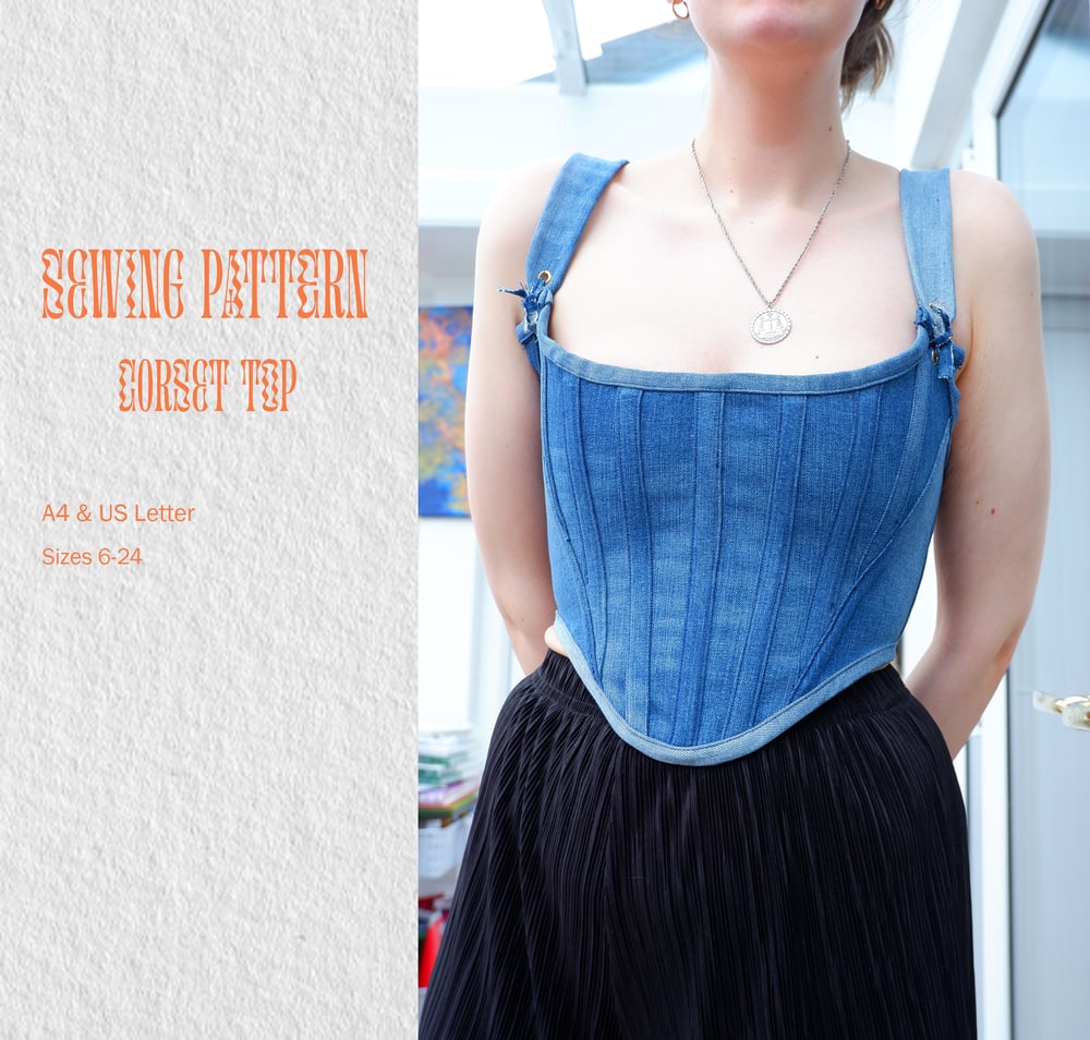 Image of Trendy Long Corset Top Bustier Sizes 6-24 UK / Europe 32-50/ US sizes 2- 20 Sewing Pattern